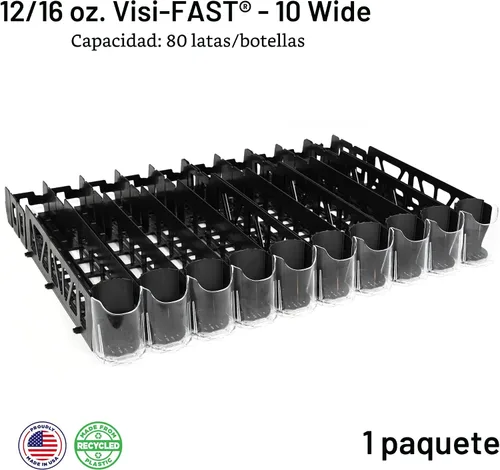 Miniatura 8 de Visi-FAST - Dispensador de bebidas de resorte, organizadores de refrigerador y almacenamiento para bebidas, botellas y latas de 12/16 onzas