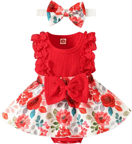Miniatura 42 de Mubineo Ropa de verano para bebé niña, sin mangas, encaje floral, vestido de mameluco para recién nacido