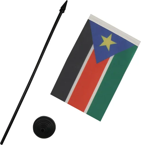 Miniatura 51 de AZ FLAG Sierra Leone Bandera de mesa 5'' x 8'' - Bandera de escritorio de Sierra Leona 21 x 14 cm - Bastón y base de plástico negro