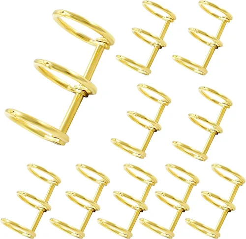 Miniatura 7 de Bonsicoky 10 piezas de 3 anillas de metal para hojas sueltas con bisagras de cierre, con diámetro interior de 20 mm, anillas para libros para diario