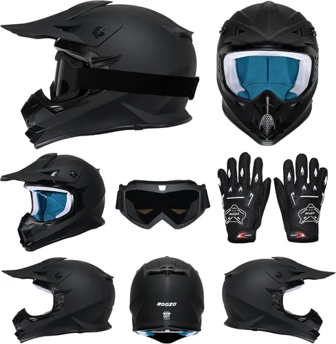 Miniatura 7 de Casco de motocross para niños, casco de motocross para niños, casco de motocross para todoterreno, UTV, BMX, casco de motocicleta con guantes