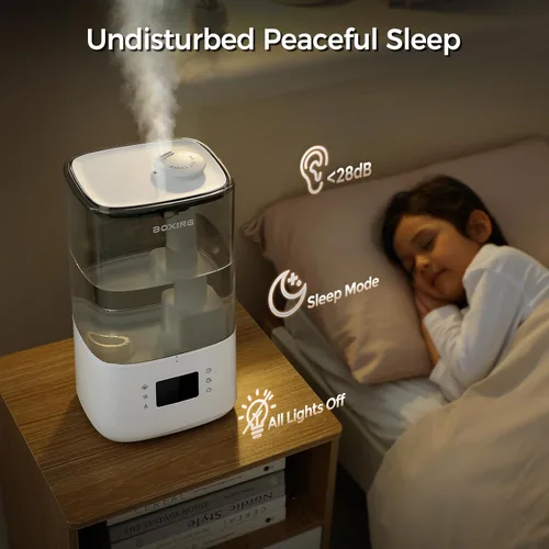 Miniatura 6 de BOXING - Humidificadores de niebla cálida y fría de 6L para dormitorio, humidificador de aire para habitación grande con control remoto, modo