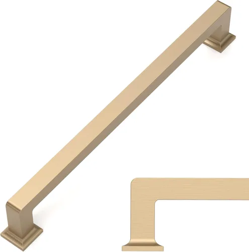 Miniatura 15 de Amerdeco - Paquete de 10 tiradores de latón cepillado para armarios con orificio central de 3 pulgadas (76 mm), tiradores para armarios de cocina