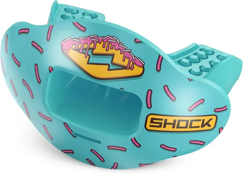 Miniatura 6 de Shock Doctor Protector de labios, protector bucal para adultos y jóvenes con correa, boquilla de fútbol transpirable de apertura ancha para jóvenes