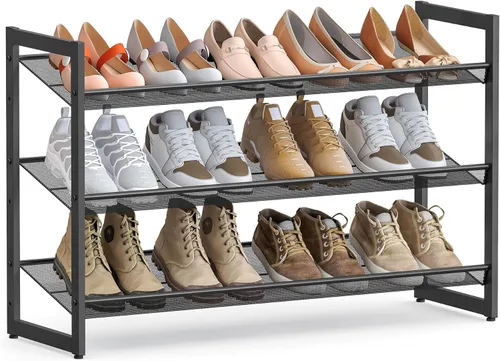 Miniatura 19 de SONGMICS ULMR03A organizador de zapatos con 3 estantes de metal apilables en dos posiciones (plano e inclinado) para armario, habitación o entrada
