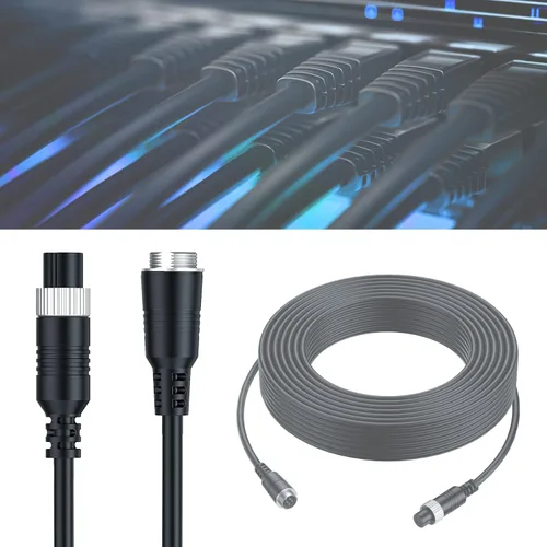 Miniatura 7 de EKYLIN Cable de extensión de video de coche de 16 pies y 16.4 ft, 4 pines, resistente al agua, a prueba de golpes, para cámara de visión trasera