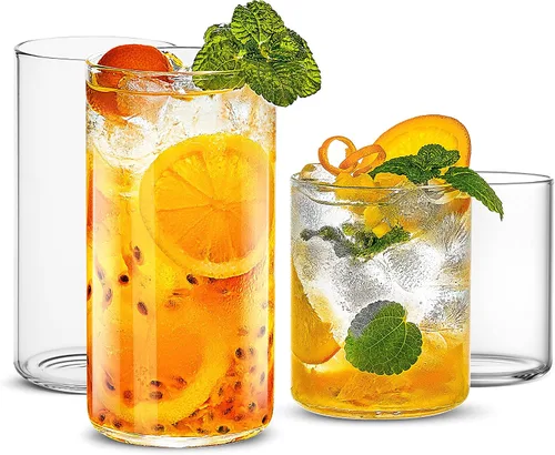 Miniatura 10 de LUXU Vasos para beber de 12 onzas, juego de 4 vasos altos finos, cristalería de bar elegante para agua, jugo, cerveza, bebidas y cócteles y bebidas