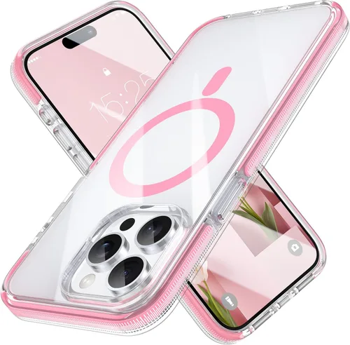 Miniatura 16 de MILPROX Compatible con iPhone 16 Pro Funda – con protector de pantalla – Compatible con MagSafe – Diseño magnético claro transparente – Que no se