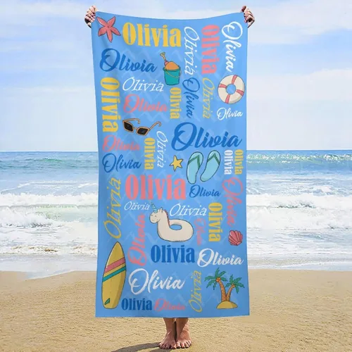 Miniatura 9 de Toallas de playa personalizadas para niños y adultos, regalos personalizados con nombre, toalla de playa de microfibra de gran tamaño de secado