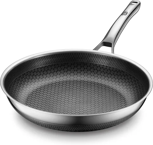 Sartenes antiadherentes, sartenes híbridas de 10 pulgadas antiadherentes, utensilios de cocina sin PFOA, sartenes de acero inoxidable