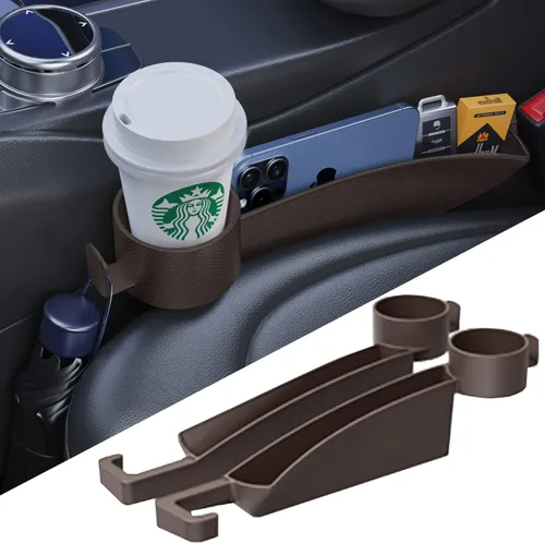 Miniatura 10 de Relleno de espacio para asiento de coche 2 unidades, organizador de espacio lateral para asiento de auto con ranura de almacenamiento y gancho
