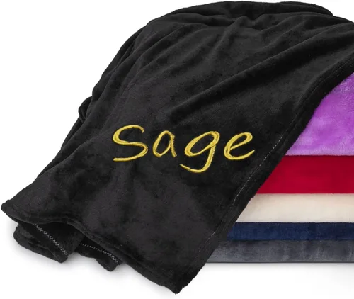 Mantas personalizadas para adultos, manta personalizada con nombre bordado o monograma, funda de manta de forro polar suave para cama y sofá, color