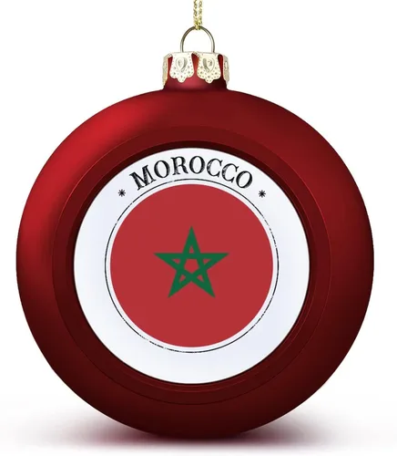 Miniatura 23 de Adorno de bola de Navidad de Marruecos, bandera de Marruecos, bandera de las naciones, adornos colgantes, recuerdo, regalo para árbol de Navidad