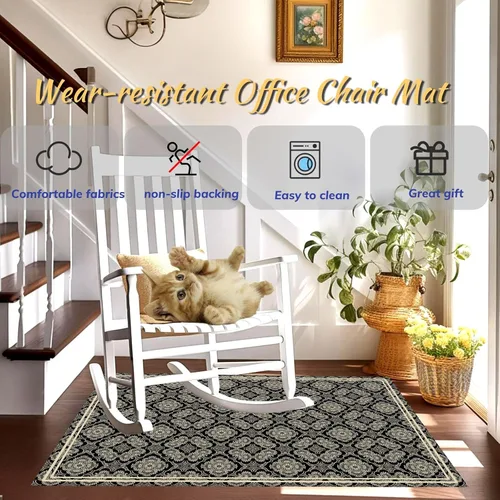 Miniatura 4 de Tapete para silla de oficina para suelo de madera dura, 36 x 48 pulgadas, tapete antideslizante para silla de escritorio para suelos duros, alfombra