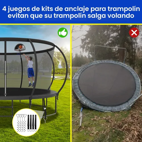 Miniatura 7 de SKYUP 2026 Upgraded 8 10 12 14 15 16 FT 1500lbs Tranpoline for Kids and Adults with Light+Sprinkler+Socks, Recreational Tranpoline with Basketball