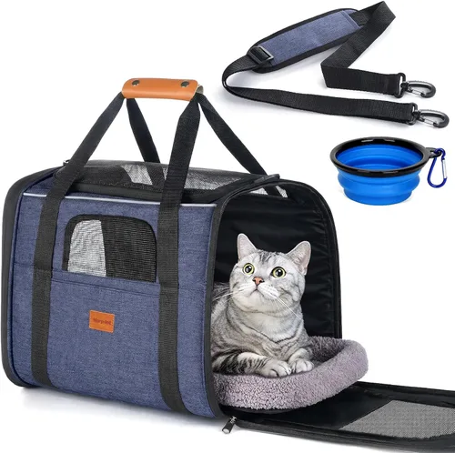 Miniatura 18 de morpilot - Bolsa de transporte para mascotas, portátil, de tela plegable, para perros o gatos, jaula para mascotas con zíperes de seguridad