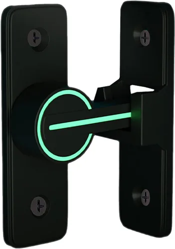 TIYPKE - Cerraduras y pestillos para puerta de granero de 90 grados, cerradura de puerta corrediza antirrobo negra luminosa, pestillo de puerta