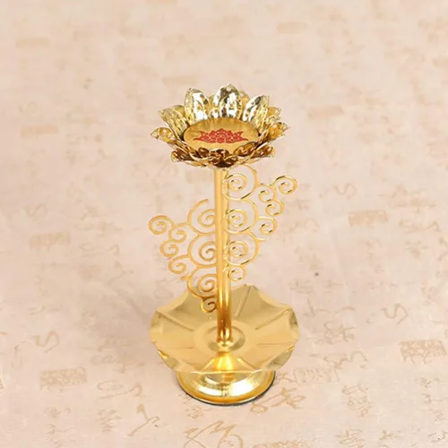 Miniatura 5 de 2 portavelas de loto de aleación, candelabros decorativos budistas para decoración tranquila del hogar, elegante base de vela para meditación