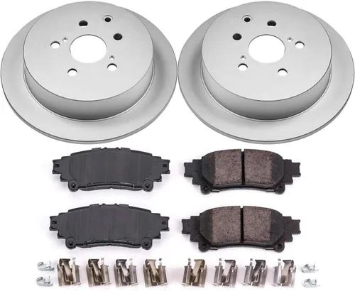 Miniatura 2 de Power Stop Rotor de freno recubierto CRK5864 y pastillas de freno de cerámica - traseras para Lexus RX350 2010-2015, Lexus RX450h 2010-2015, Toyota