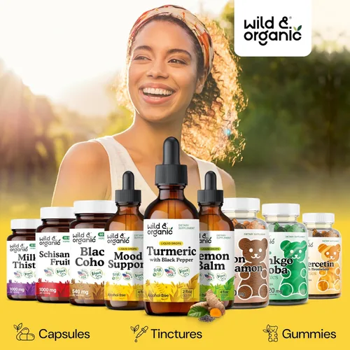 Miniatura 5 de Wild & Organic Suplemento líquido de cúrcuma – Soporte para articulaciones – Curcumina de cúrcuma con extracto de pimienta negra – Gotas de raíz