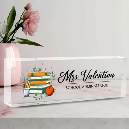 Miniatura 49 de Placa de Nombre Personalizada a Criterio, Placa de Escritorio de Acrílico, Decoración de Oficina para Mujeres y Hombres, Regalos de Agradecimiento