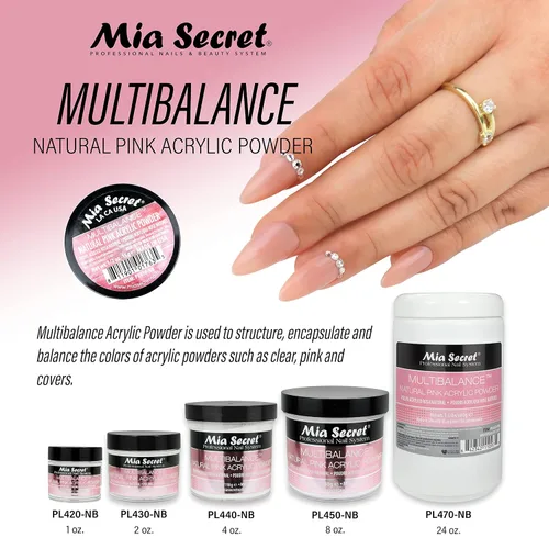 Miniatura 5 de Mia Secret Polvo Acrílico Multi Balance Natural Rosa - 4 Oz