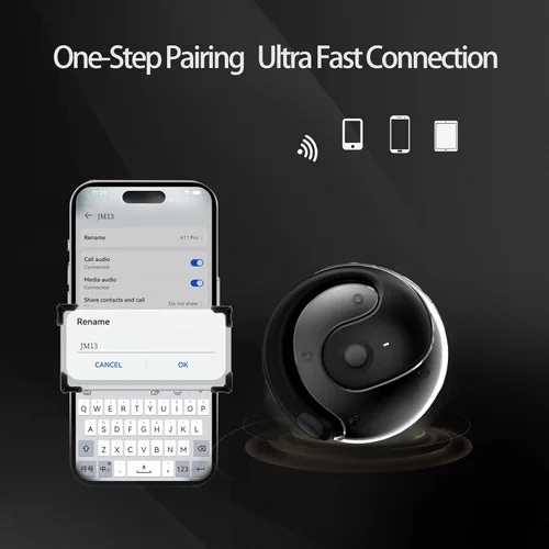 Miniatura 6 de Auriculares de oído abierto inalámbricos Bluetooth 5.4, OWS Auriculares colgantes inalámbricos con ganchos para los oídos y micrófono, IPX5