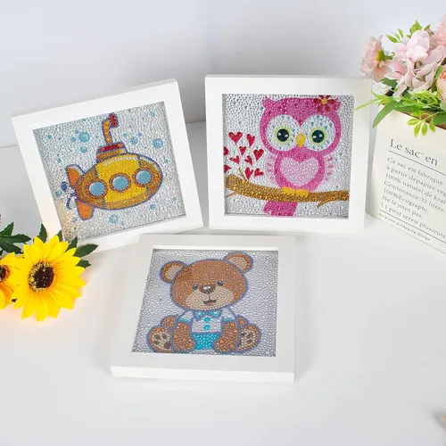 Miniatura 3 de HUBENDMC Kits de pintura de diamantes para niños, paquete de 6 gemas para niños, arte de diamantes fácil para principiantes, manualidades de puntos