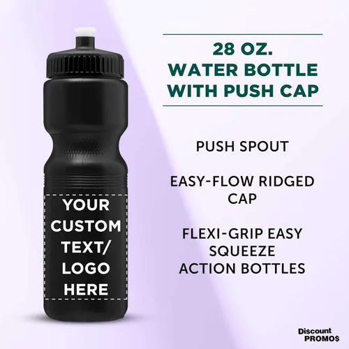Miniatura 3 de DISCOUNT PROMOS Juego de botellas de agua de plástico personalizadas de 28 onzas, 10/50/100, paquete personalizado a granel, perfectas