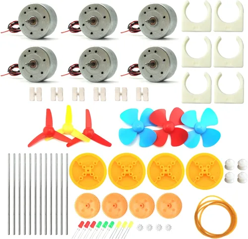 EUDAX Juego de 6 mini motores de generador de 3V-12V DC Motor eléctrico con hélices Hoja de ventilador para bricolaje Juguetes electrónicos Turbina