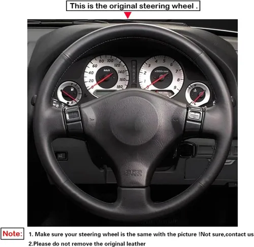 Miniatura 3 de Ajuste para Nissan Skyline R34 GTR GT-R 1998-2001,Cubierta del volante del coche,Cubierta del volante de cuero cosido a mano del coche,Piezas