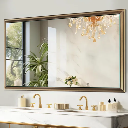 Miniatura 17 de NicBex Espejo de tocador de baño de 40 x 30 pulgadas, marco de aleación de aluminio, espejo montado en la pared para dormitorio, vestidor, sala