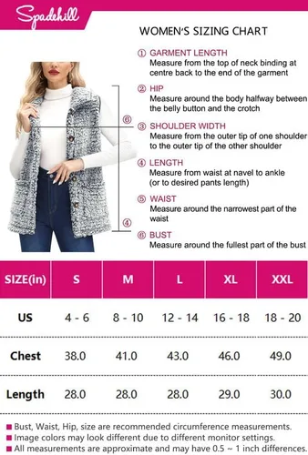 Miniatura 6 de Spadehill Chaleco de forro polar para mujer, chaleco de solapa cálido para otoño e invierno
