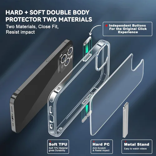 Miniatura 5 de CEDO Funda con función atril para iPhone 14 Pro Max, ajustable en 3 direcciones con soporte de metal, protección contra golpes de grado militar