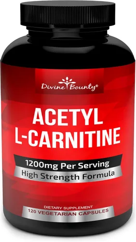 Acetil L-Carnitina Cápsulas 0,04 oz por porción - Suplemento de L Carnitina 120 Cápsulas vegetarianas, 1