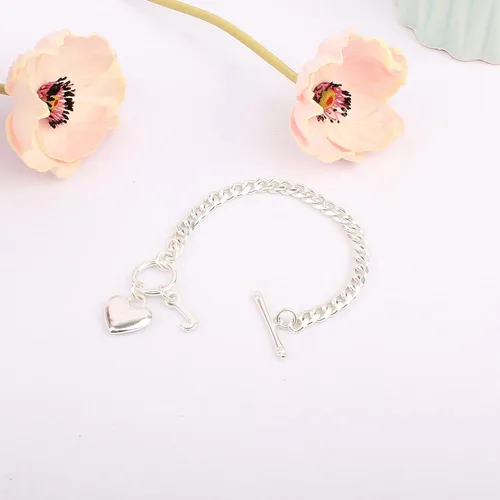 Miniatura 7 de IVYRISE Pulsera con dije de corazón de amor para mujeres, adolescentes y niñas, chapada en plata de ley 925, pulseras de cadena de eslabones