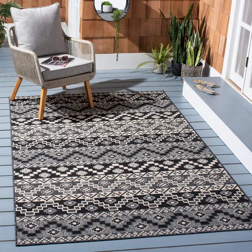 Miniatura 13 de SAFAVIEH Alfombra lavable para exteriores, colección Veranda – Alfombra de pasillo de 2.3 x 6 pies, color azul y crema, no desprende pelusa y fácil