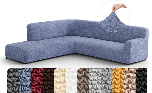 Miniatura 10 de PAULATO BY GA.I.CO. Funda de sofá modular, funda para sofá chaise longue en forma de L, fundas lavables para sofá esquinero, funda elástica de Gris