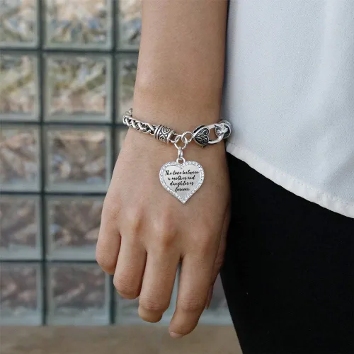 Miniatura 3 de Inspired Silver - Pulsera de plata con dije de corazón abierto con joyas de circonita cúbica