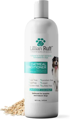 Lillian Ruff PRO Formula - Acondicionador de avena para perros, alivio nutritivo y calmante para alergias y pieles sensibles, desenreda, suaviza y