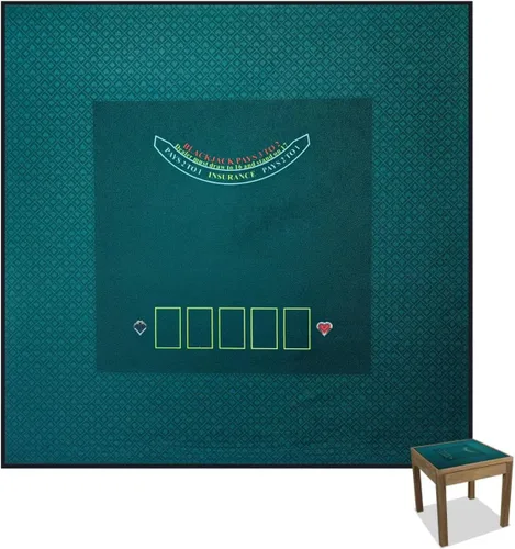Miniatura 8 de BALIKEN Cuadrado 40x40 pulgadas Texas Holdem Poker Mat y Blackjack Mesa Casino Fieltro, Estera de Casino Portátil (Rojo)