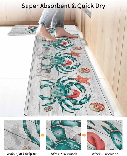 Miniatura 4 de Tapete de baño de Navidad para bañera, antideslizante, de secado rápido y absorbente, de tierra de diatomeas, fregadero, dormitorio, cocina