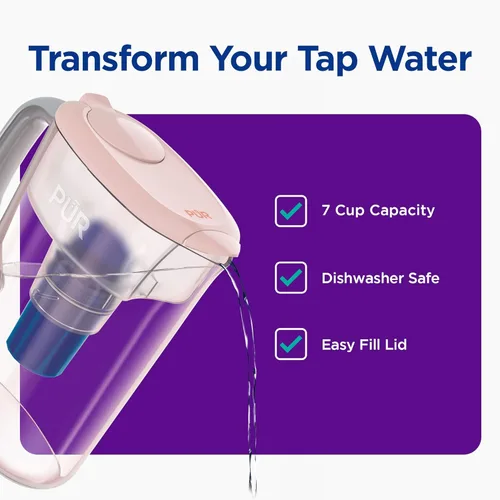 Miniatura 2 de PUR Jarra de Agua de 7 Tazas, 1 Filtro Genuino, Más Limpia, Agua de Excelente Sabor, Apta para Lavavajillas, Potente, Filtración Más Rápida, Diseño
