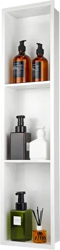 Miniatura 26 de Nicho de ducha empotrado de 24 x 12 pulgadas con estantes dobles, inserto de pared de acero inoxidable negro mate, no necesita azulejos