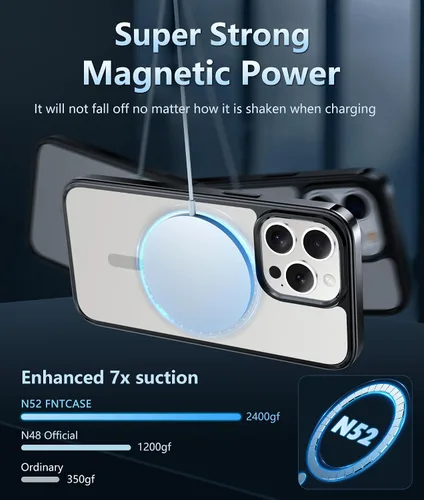 Miniatura 1764 de FNTCASE Funda para iPhone 13 Pro-Max: Fundas magnéticas transparentes compatibles con Magsafe Slim anti amarillamiento protección contra caídas