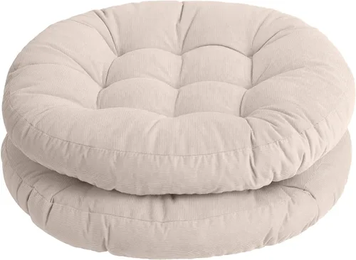 Tiita Juego de 2 cojines redondos para sillas de oficina, 22 x 22 pulgadas, para exteriores, para adultos, sentados, patio, jardín, beige