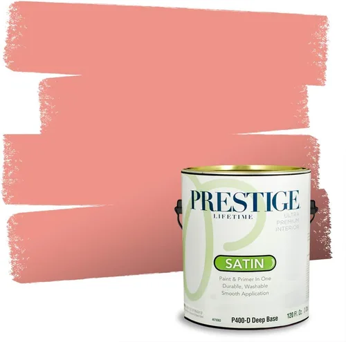 Miniatura 240 de Prestige Paints E100-T-SW6591 Pintura exterior e imprimación en uno, 1 galón, plano, combinación comparable de Sherwin Williams Amaryllis, 1 galón