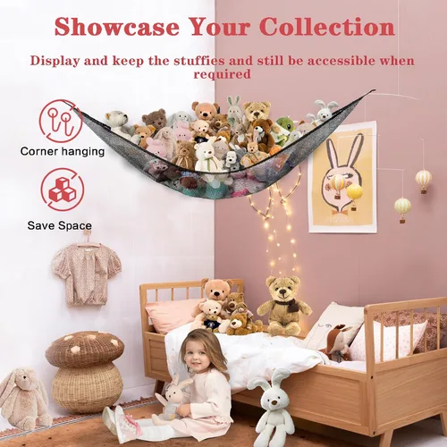 Miniatura 3 de Hamaca de red de animales de peluche, organizador grande de almacenamiento de juguetes, hamaca de almacenamiento para niños, guardería, dormitorio