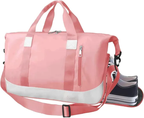 Suruid Bolsa deportiva para gimnasio, bolsa de viaje de viaje, bolsa de yoga ligera con compartimento para zapatos y bolsa de hombro con bolsillo