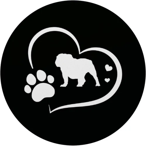 Miniatura 3 de Bulldog inglés con huella de pata y corazones en PopSockets negros PopGrip intercambiables
